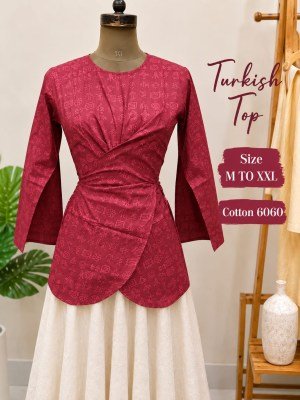 Trending Turkish Style Short Kurti Top Pure Cotton 60/60 Sizes M to XXL kurtis catalogs