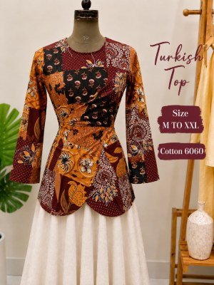 Trending Turkish Style Short Kurti Top Pure Cotton 60/60 Sizes M to XXL kurtis catalogs