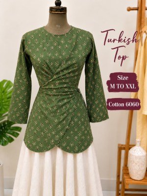 Trending Turkish Style Short Kurti Top Pure Cotton 60/60 Sizes M to XXL kurtis catalogs