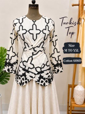 Trending Turkish Style Short Kurti Top Pure Cotton 60/60 Sizes M to XXL kurtis catalogs