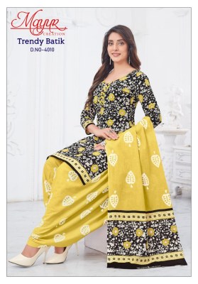 Trendy batik vol 4 by Mayur heavy cotton unstitched dress material catalogue at low rate dress material catalogs