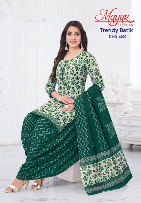 Trendy batik vol 4 by Mayur heavy cotton unstitched dress material catalogue at low rate dress material catalogs