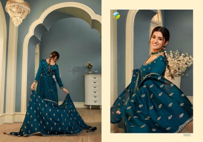 Tumba by tamanna crushed silk georgette gown with embroidered work embroidered silk georgette dupatta at wholesale price gown catalogs