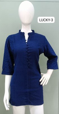 Tunic House Chikankari Short Top  Viscose Rayon, Full Lucknowi Work Front, Back And Sleeves Wholesale kurtis catalogs