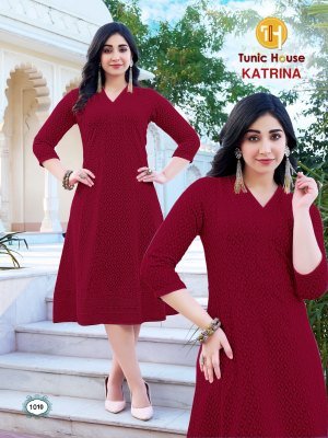 Tunic House Katrina Anarkali Kurti Viscose Rayon Chikankari And Sequin Work Wholesale kurtis catalogs