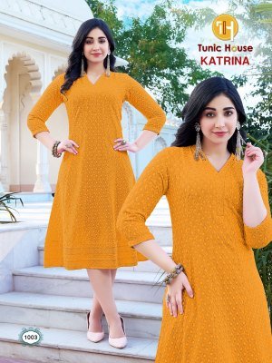 Tunic House Katrina Anarkali Kurti Viscose Rayon Chikankari And Sequin Work Wholesale kurtis catalogs