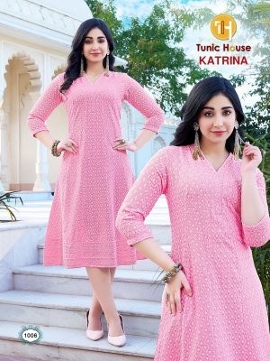 Tunic House Katrina Anarkali Kurti Viscose Rayon Chikankari And Sequin Work Wholesale kurtis catalogs