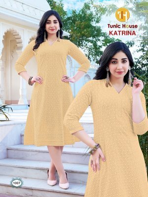 Tunic House Katrina Anarkali Kurti Viscose Rayon Chikankari And Sequin Work Wholesale kurtis catalogs