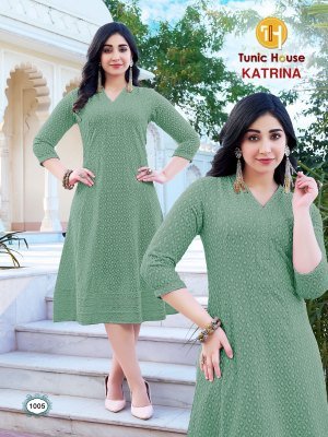 Tunic House Katrina Anarkali Kurti Viscose Rayon Chikankari And Sequin Work Wholesale kurtis catalogs