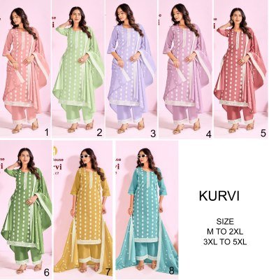 Tunic House Kurvi Cotton Schiffli Kurti Pant with Dupatta kurti pant with dupatta Catalogs