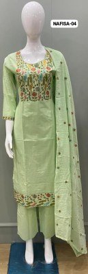 Tunic House Nafisa Cambric Cotton Embroidered Kurti Pant with Mal Cotton Dupatta Tunic house 