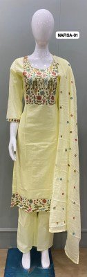 Tunic House Nafisa Cambric Cotton Embroidered Kurti Pant with Mal Cotton Dupatta kurti pant with dupatta Catalogs