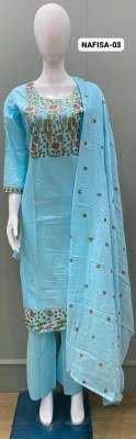 Tunic House Nafisa Cambric Cotton Embroidered Kurti Pant with Mal Cotton Dupatta kurti pant with dupatta Catalogs