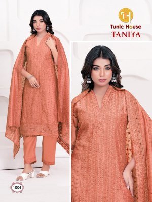 Tunic House Taniya Chanderi Silk Lucknowi Sequins Kurti Pant with Dupatta Set 