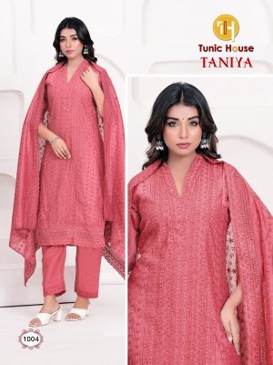 Tunic House Taniya Chanderi Silk Lucknowi Sequins Kurti Pant with Dupatta Set kurti pant with dupatta Catalogs