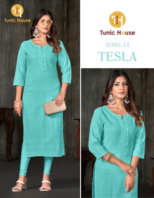 Tunic House Tesla Viscus Rayon Fully Chikankari Work Kurti collection wholesale sale  Size wise Combo Set