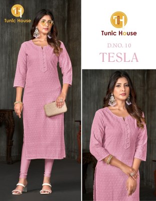 Tunic House Tesla Viscus Rayon Fully Chikankari Work Kurti collection wholesale sale  Size wise Combo Set