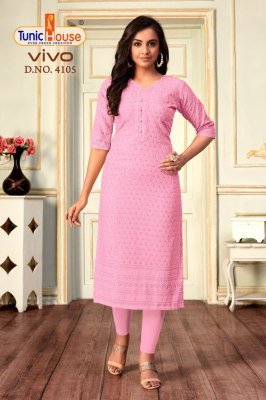 Tunic House Vivo Chikankari Sequence Kurti Viscose Rayon Designer Kurti Wholesale kurtis catalogs