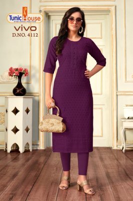 Tunic House Vivo Lucknowi Sequence Kurti Viscose Rayon, All-Side Sequin Embroidery With Pocket Wholesale kurtis catalogs