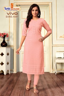 Tunic House Vivo Lucknowi Sequence Kurti Viscose Rayon, All-Side Sequin Embroidery With Pocket Wholesale kurtis catalogs
