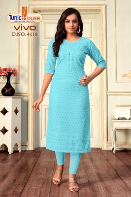 Tunic House Vivo Lucknowi Sequence Kurti Viscose Rayon, All-Side Sequin Embroidery With Pocket Wholesale kurtis catalogs