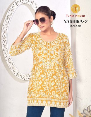 Tunic House Yashika-2 Schiffli Georgette Short Top Collection kurtis catalogs