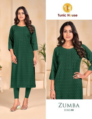 Tunic House Zumba Luxe Chikankari Embroidered Straight Kurti  Viscose Rayon with Pocket  Wholesale kurtis catalogs