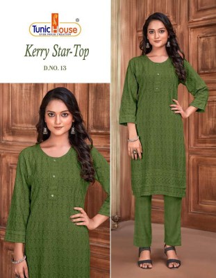 Tunic house presents Kerry star top viscous rayon fully lucknowi Kurti wholesaler price in India  kurtis catalogs
