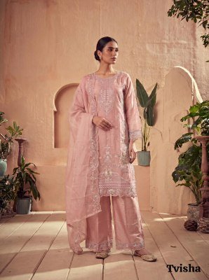 Tvisha Vol-2 Organza Silk Embroidered Kurti Palazzo Set with Dupatta Fancy Palazzo suit catalogue