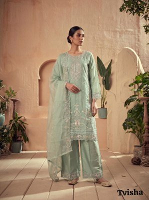 Tvisha Vol-2 Organza Silk Embroidered Kurti Palazzo Set with Dupatta Fancy Palazzo suit catalogue