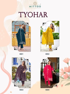 Tyohar by Mitto Reyon embroidered Printed kurti pant and dupatta catalogue at low rate readymade suit catalogs