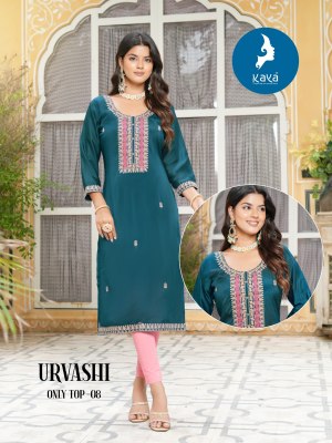 Urvashi by Kaya kurti neck thread work fancy kurti catalogue kurtis catalogs
