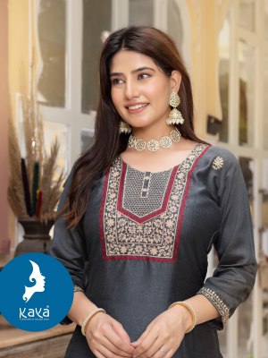 Urvashi by Kaya kurti neck thread work fancy kurti catalogue kurtis catalogs