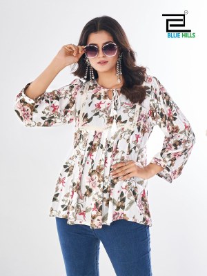 Urvashi presented Short Printed top with lace and dori in 4 colors at affordable rate western wear catalogs