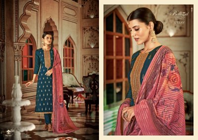 Utsav by Belliza pure dola jacquard unstitched embroidred unstitched suit catalogue at low rate   salwar kameez catalogs