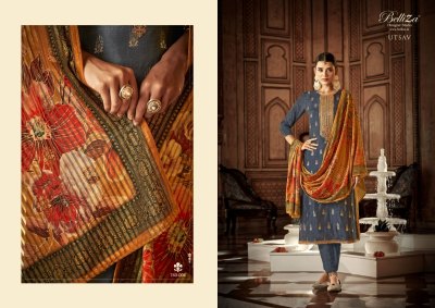 Utsav by Belliza pure dola jacquard unstitched embroidred unstitched suit catalogue at low rate   salwar kameez catalogs
