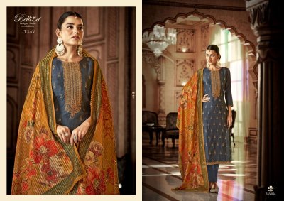 Utsav by Belliza pure dola jacquard unstitched embroidred unstitched suit catalogue at low rate   salwar kameez catalogs
