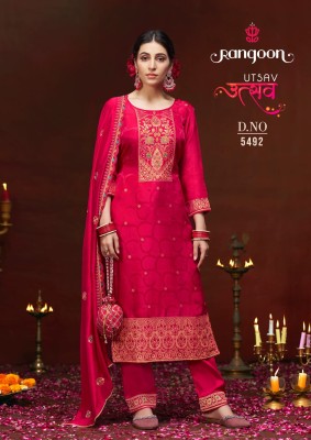 Utsav by Rangoon dola silk hand work readymade suit catalogue at affordable rate  readymade suit catalogs