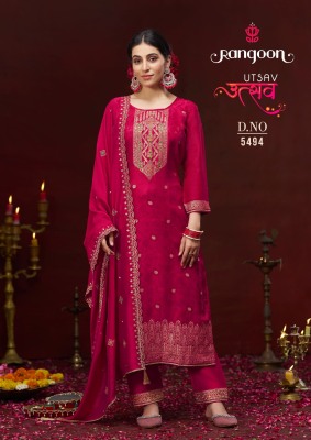 Utsav by Rangoon dola silk hand work readymade suit catalogue at affordable rate  readymade suit catalogs