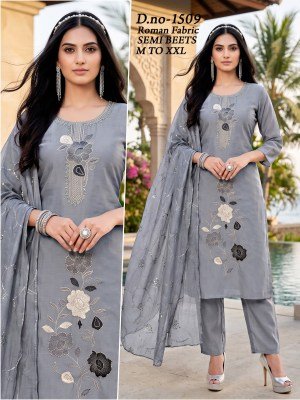 V.V 2032 Roman Fabric Beads Work 3-Piece Suit Set with Astar Size wise Combo Set