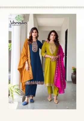 VANISKA BRAND PALAK VOL 2 CHANDERI SILK CODING WORK kurti pent with DUPPATA  collection wholesale rate  kurti pant with dupatta Catalogs