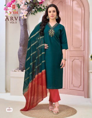VIR Arvi Vol 7 Handwork Kurti Pant Dupatta Set readymade suit catalogs