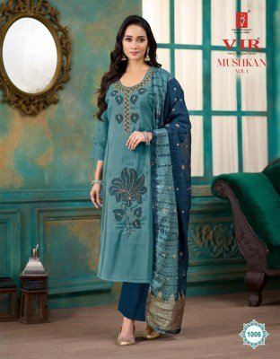 VIR Brand Mushkan Vol-1 Shimmer Readymade Suit Set with Fancy Work Dupatta kurti pant with dupatta Catalogs