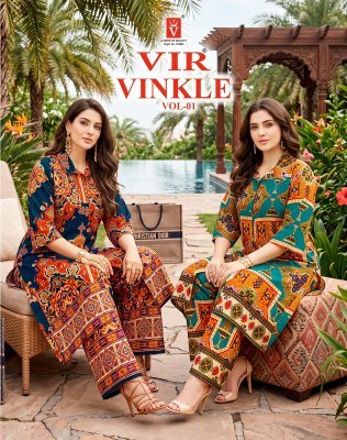 VIR Vinkle Vol-1 Readymade Rayon Foil Print Kurti Pant Set with Pocket 