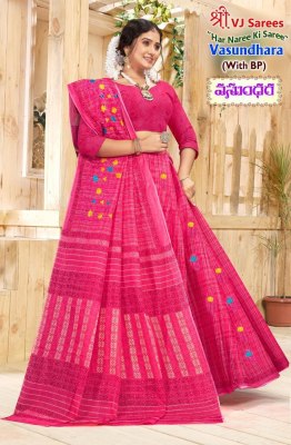 VJ Vasundhara Vol 01 presented Heavy Cotton printed fancy saree with blouse catalogue at affordable rate sarees catalogs