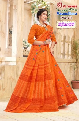 VJ Vasundhara Vol 01 presented Heavy Cotton printed fancy saree with blouse catalogue at affordable rate sarees catalogs