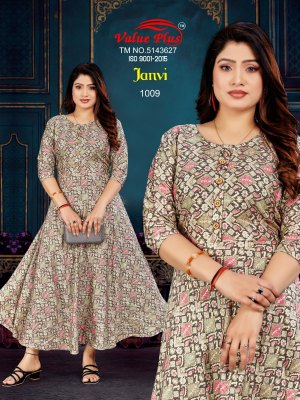 Value plus by Janvi reyon printed flared kurti catalogue at affordable rate kurtis catalogs