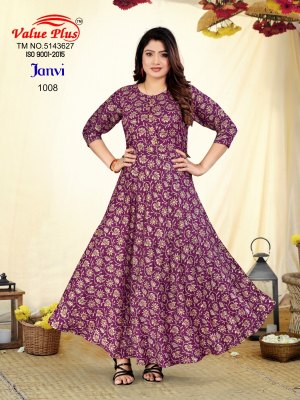 Value plus by Janvi reyon printed flared kurti catalogue at affordable rate kurtis catalogs