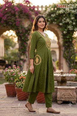 Vama Dhabu Cotton Kali Ghera Kurti Set Size wise Combo Set