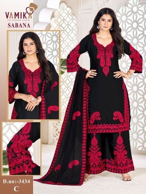 Vamika Sabana Pakistani Collection Heavy Japan Satin Cotton Work Suit Set readymade suit catalogs